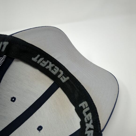 Port Authority Fitted Trucker Hat Blue L/XL Flexfit Mesh Back 6 Panel Blank - Picture 7 of 8